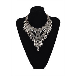 N-5615 New Fashion European Style Silver Plated full rhinestone Crystal Flower Luxury Big Statement Necklace