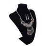 N-5613 Bohemian Vintage Style Silver Plated Carving Flower Crystal Beads Leaf Tassel Pendant Earrings Necklace Set