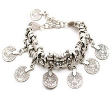 B-0390 Punk Style Thick Bohemian Moon Child Turkish Silver Golden Antalya Bracelet. Moon Lovers,Gypsy Beachy Chic! NEW, Tia, Festival, Coin, silver, Turkish