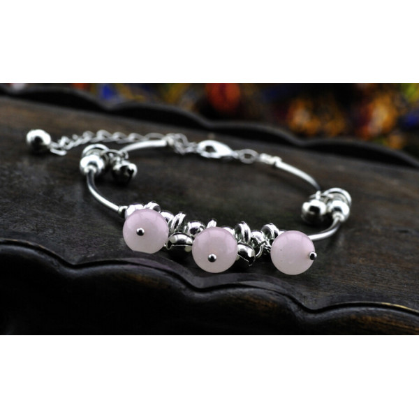 B-0529 Bohemian Silver Bone Chain Beads Ball Bells Chain Anklet Bracelet