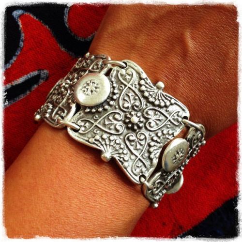 B-0524 Turkish Gypsy Vintage Tibet Silver Plated Coin Adjustable Bracelet