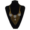 N-5621 New Brand Design Western New Fashion vintage gold silver Plated Crystal Choker Pendant Rivet Tassel Bib Necklace