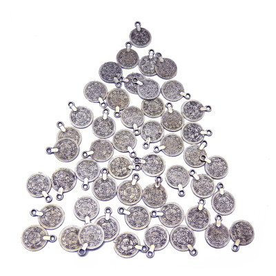 N-5639 Gypsy Bohemian Beachy Chic Carving Flower Coin Charms Statement Necklace Festival Silver Ethnic Turkish India Tribal Accessories Jewelry Wholesale Lots