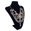 N-5635 Western Vintage gold silver Plated Large Flower Resin Crystal Pendant Choker Chain Tassel Bib Statement Necklace