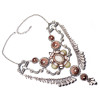 N-5635 Western Vintage gold silver Plated Large Flower Resin Crystal Pendant Choker Chain Tassel Bib Statement Necklace
