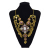 N-5635 Western Vintage gold silver Plated Large Flower Resin Crystal Pendant Choker Chain Tassel Bib Statement Necklace