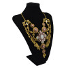 N-5635 Western Vintage gold silver Plated Large Flower Resin Crystal Pendant Choker Chain Tassel Bib Statement Necklace