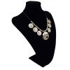 N-5630 Bohemian Vintage Silver Plated Charm Red Blue Acrylic Bead Round Pendant Leather Chunky Statement Necklace For Women