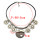 N-5630 Bohemian Vintage Silver Plated Charm Red Blue Acrylic Bead Round Pendant Leather Chunky Statement Necklace For Women
