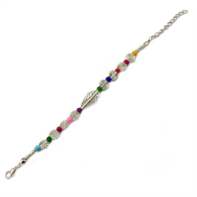 B-0532 2015 New Korean Fashion Simple Style Silver Plated Colorful Beads adjustable Handmade Bracelet