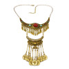 N-5647 Bohemian vintage silver colorful resin beads moon pendant necklace long coin fringe chain necklace turkish female jewelry for women