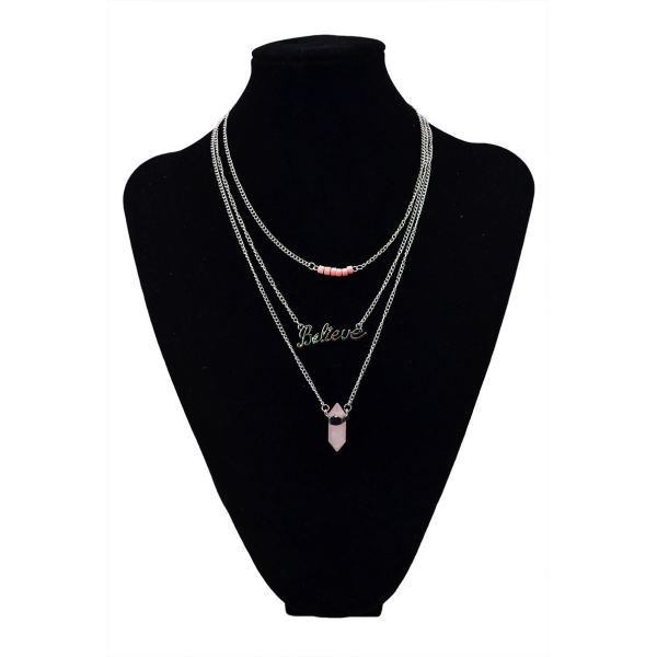 N-5458 2015 New Fashion Letter Chains Natural Stone Pendant Necklace