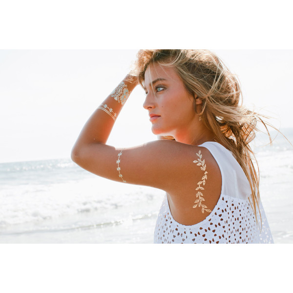 Body art chain gold tattoo temporary tattoo tatoo flash tattoo metallic tattoo jewelry temporary tattoost stickers