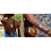 3 Designs New Metallic Gold Silver Body Art Tattoo Waterproof Tattoo Stickers Lion Head Wing Arrow Leaf Flower Tattoos
