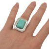 R-1223  New Design Vintage Silver Retro Flower Blue Turquoise Geometry Square Ring  for Women Jewelry
