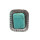R-1223  New Design Vintage Silver Retro Flower Blue Turquoise Geometry Square Ring  for Women Jewelry
