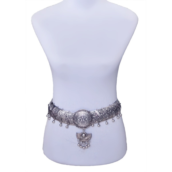 N-5648 Bohemian Style Silver Plated Alloy Retro Wide Boho Coin Tassel Pendant Necklace Long Waist Body Belly Chain Jewelry