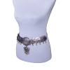 N-5648 Bohemian Style Silver Plated Alloy Retro Wide Boho Coin Tassel Pendant Necklace Long Waist Body Belly Chain Jewelry