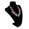 N-5655 European style vintage silver plated rhinestone yellow drop crystal multicolor resin flower wedding bridal choker bib necklace