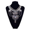 N-5659 European style silver gold plated chunky chain bell crystal rivet tassel statement bib necklace