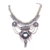 N-5659 European style silver gold plated chunky chain bell crystal rivet tassel statement bib necklace