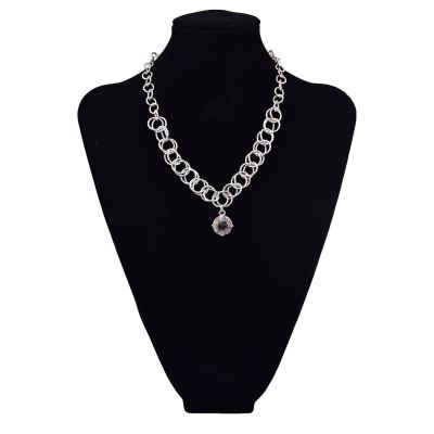 N-5664 European Korea Fashion Style Silver Plated Big Crystal Pendant Necklace
