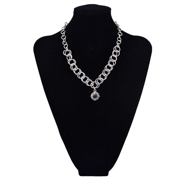 N-5664 European Korea Fashion Style Silver Plated Big Crystal Pendant Necklace