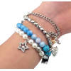 B-0550 New Fashion 3types silver plated alloy resin crystal Tassel dangle Bracelet set