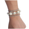 B-0551 New Fashion 3 Pcs Silver Plated Alloy Pearls Dangle Bracelet Set