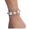 B-0551 New Fashion 3 Pcs Silver Plated Alloy Pearls Dangle Bracelet Set