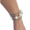 B-0551 New Fashion 3 Pcs Silver Plated Alloy Pearls Dangle Bracelet Set