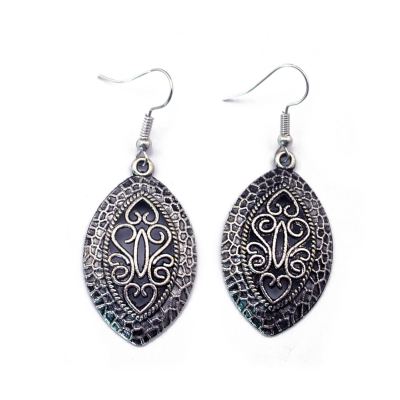E-3524 Bohemian Fashion Popular Vintage Silver Hollow Carving Flower Earrings