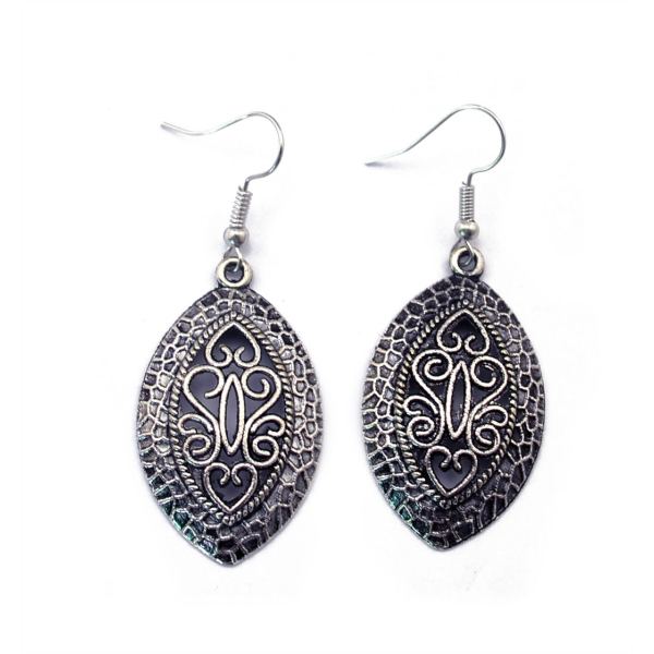 E-3524 Bohemian Fashion Popular Vintage Silver Hollow Carving Flower Earrings