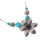 N-5673 Bohemian style silver bone chain metallic rose flower turquoise bead stone choker bib necklace