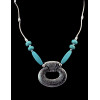 N-5671 Bohemian Gypsy Vintage Silver Plated Big Pendant Turquoise Choker Necklace for Women Costume Jewelry