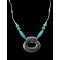 N-5671 Bohemian Gypsy Vintage Silver Plated Big Pendant Turquoise Choker Necklace for Women Costume Jewelry