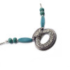 N-5671 Bohemian Gypsy Vintage Silver Plated Big Pendant Turquoise Choker Necklace for Women Costume Jewelry
