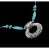 N-5671 Bohemian Gypsy Vintage Silver Plated Big Pendant Turquoise Choker Necklace for Women Costume Jewelry