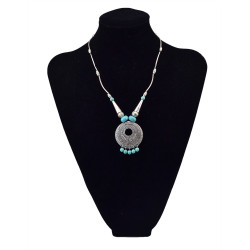 N-5670 New Fashion Bohemian Silver Plated Turquoise beads metal tube chain Pendant Necklace
