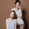 N-5679 European Silver Multi Layer Coin Tassel Statement Necklace Earrings Set Jewelry Gold Chains Moon Ball Pendant Necklace