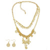 N-5679 European Silver Multi Layer Coin Tassel Statement Necklace Earrings Set Jewelry Gold Chains Moon Ball Pendant Necklace