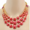 New European gold plated alloy enamel square rhinestone multilayer resin gem  Choker Necklace N-3010
