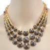 New European gold plated alloy enamel square rhinestone multilayer resin gem  Choker Necklace N-3010