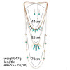 N-5678 New Bohemian Fashion Silver Turquoise Bead Round  Charms Women Multi Layer Necklace Gold Chains Fine Jewelry Accessories