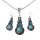 N-5668 E-3522 Bohemian style blue rhinestone turquoise gem stone jewelry sets, Tibetan silver oval rimous necklace earrings sets