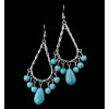 E-3528 New Fashion Bohemia Tibet Silver Water Drop Turquoise Dangle Earrings