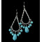 E-3528 New Fashion Bohemia Tibet Silver Water Drop Turquoise Dangle Earrings
