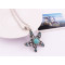 N-5666 E-3521 Bohemian style rhinestone turquoise gem stone jewelry sets Tibetan silver plated flower pendant necklace earrings sets For Women