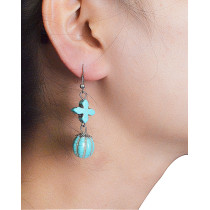 E-3527 Bohemian Style Tibetan Silver  Waterdrop Shape Bead Tassel Long Dangling Earrings for Women