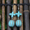 E-3527 Bohemian Style Tibetan Silver  Waterdrop Shape Bead Tassel Long Dangling Earrings for Women